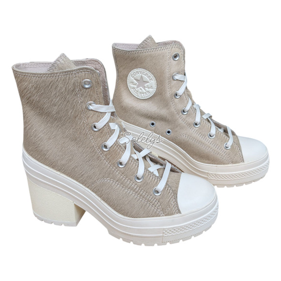 Converse Chuck 70 De Luxe Heel Genuine Calf Pony Hair Platform Sneaker 10.5 NEW - Picture 5 of 12